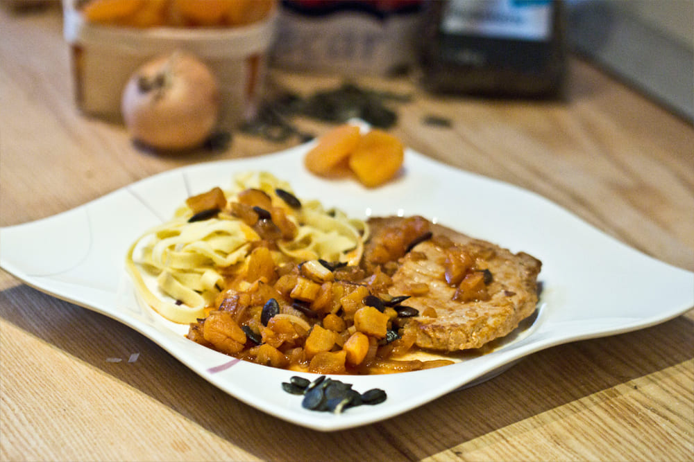 Minutensteaks mit Marillen