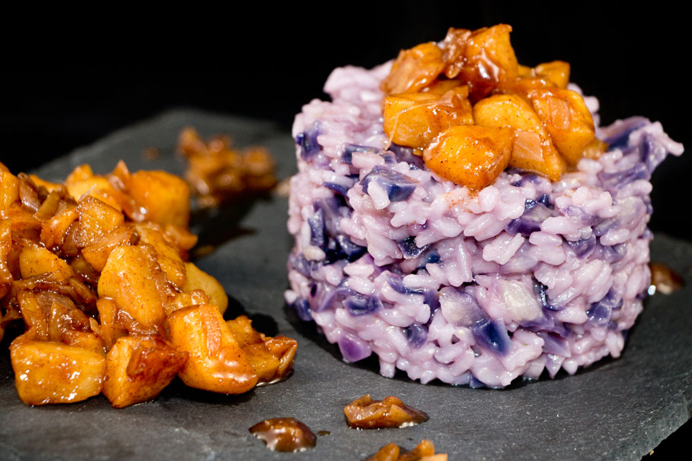 Rotkraut Risotto mit Apfel Chutney